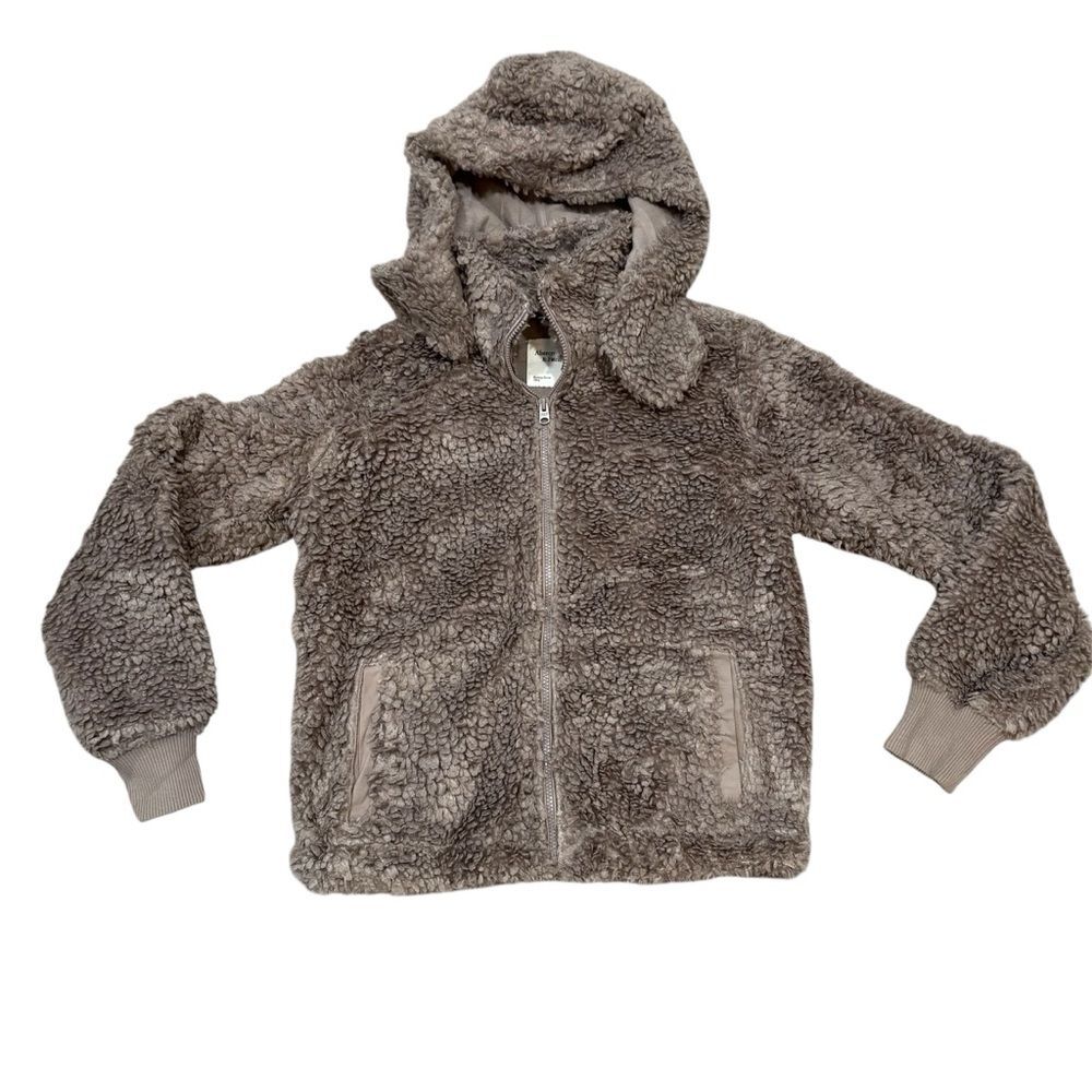 Abercrombie & Fitch Taupe Gray Fleece Hooded Jacket Coat Size M